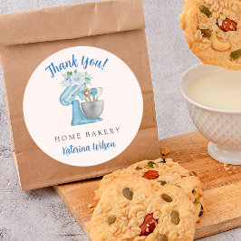 Thank You Blue Flower Mixer Runder Aufkleber