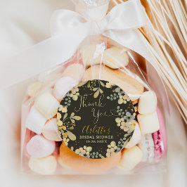 Thank you boho floral autumn chic bridal shower runder aufkleber