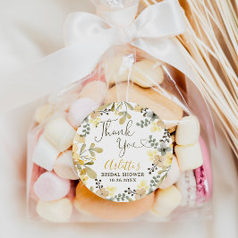Thank you boho floral autumn chic bridal shower runder aufkleber