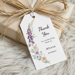 Thank You Boho Floral Baby Shower  Wildflower  Geschenkanhänger