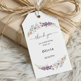 Thank You Boho Floral Baby Shower Wildflower  Geschenkanhänger