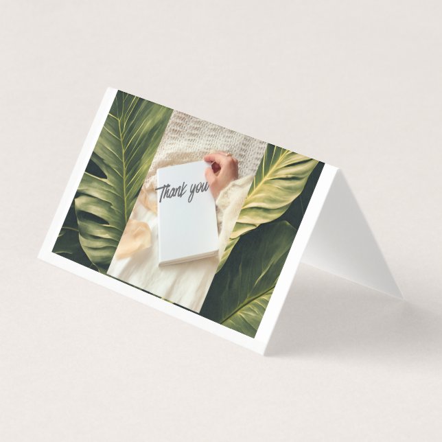 Thank You Botanical Greenery Card with Blue Brush  (Vorderseite)