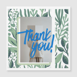 Thank You Botanical Greenery Card with Blue Brush  Magnetkarte
