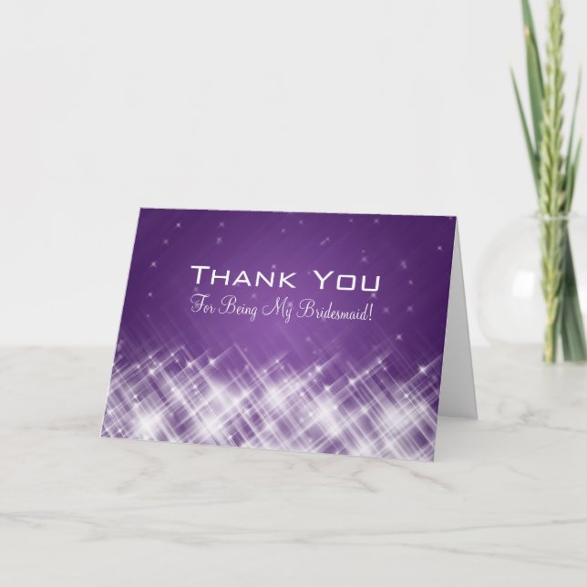 Thank You Bridesmaid Glamorous Sparks Purple Dankeskarte (Vorderseite)