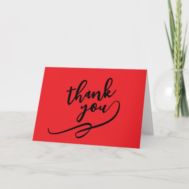 Thank You Bright Red Classical Unique Simple Dankeskarte (Vorderseite)