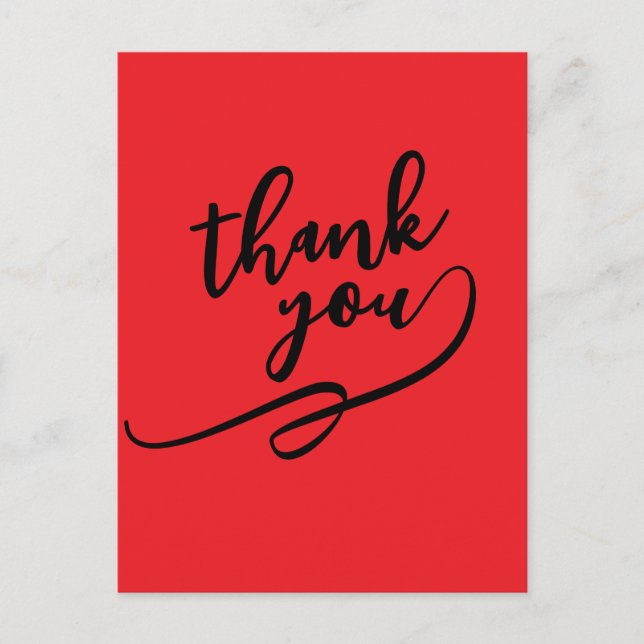 Thank You Bright Red Classical Unique Simple Postkarte (Vorderseite)