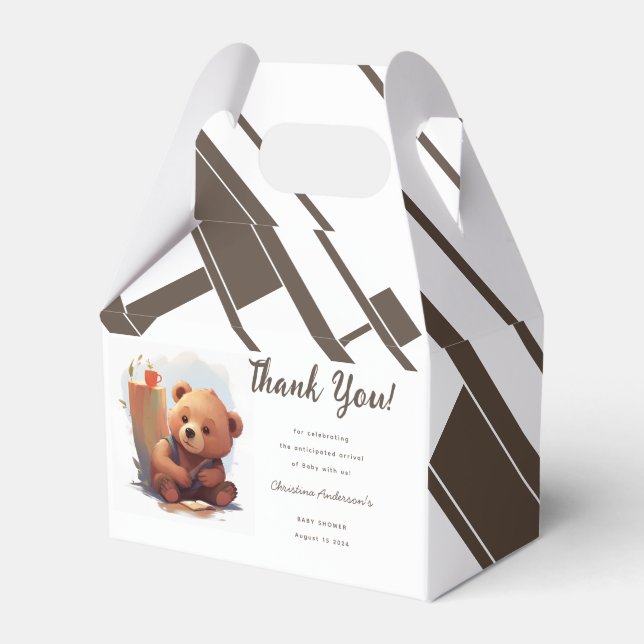 Thank You Brown Rustic Cub Bear Baby Shower  Geschenkschachtel (Vorderseite)