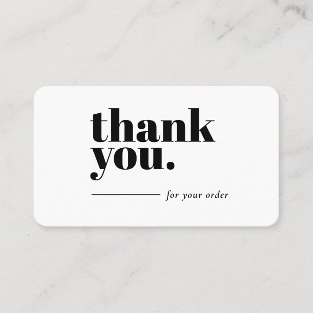 Thank You Business Card Plain Simple Gratitude Visitenkarte (Vorderseite)