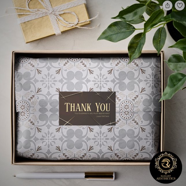Thank You Business Sticker Brown & Gold (Von Creator hochgeladen)