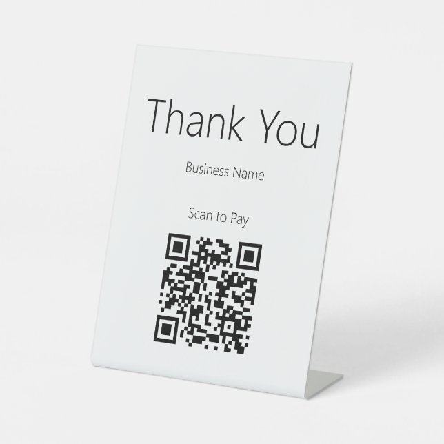 Thank You Business White Black Scan to Pay QR Code Sockelschild (Vorderseite)