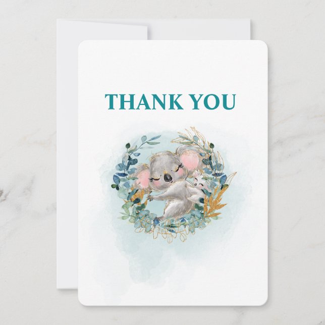 Thank You Card Baby Shower "Baby Koala" Dankeskarte (Vorderseite)