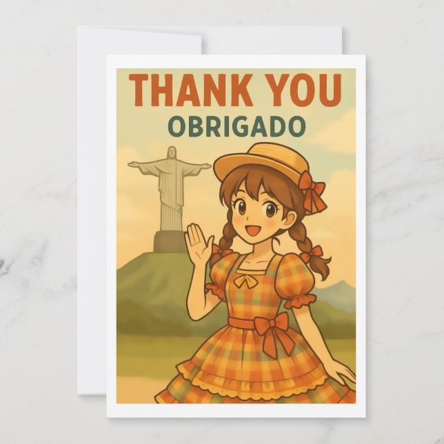 Thank You Card - Brazil Festa Junina Anime Girl Dankeskarte (Vorderseite)