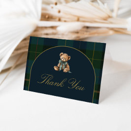 Thank You Card Classic Dark Green + Blue Plaid Dankeskarte