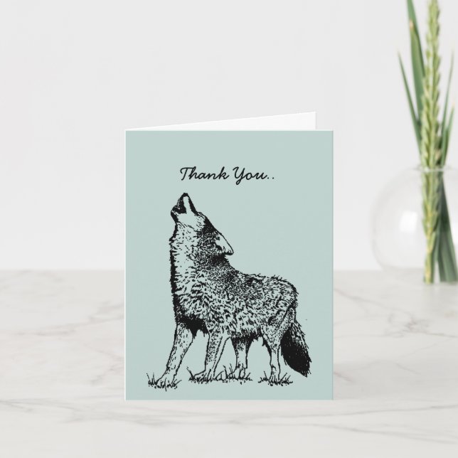 Thank You Card For a howling good time! Wolf Dankeskarte (Vorderseite)