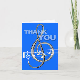 Thank You Card G Clef Music Note Blue Dankeskarte