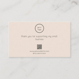 Thank You Card Logo QR Code Packaging Insert Blush Visitenkarte