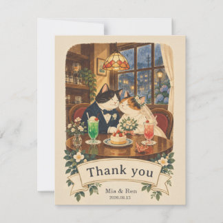 Thank You Card - Retro Kissaten Couple - Dankeskarte