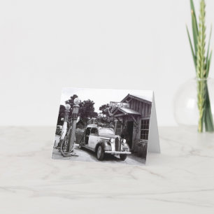 THANK YOU Card Vintage Car Packed For Move Travel Dankeskarte