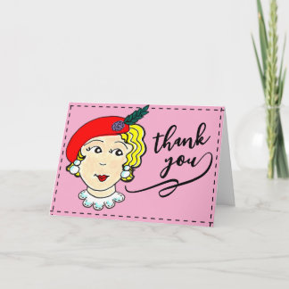 Thank you card, vintage style, folded card. karte