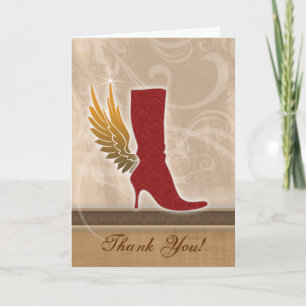 Thank You Card w/ fun Angel Wing Red Boot Dankeskarte