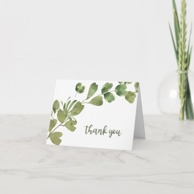 Thank You Card with Watercolor Geranium Leaves Karte (Vorderseite)