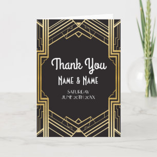 Thank You Cards Gatsby Art Deco Wedding Folded Dankeskarte