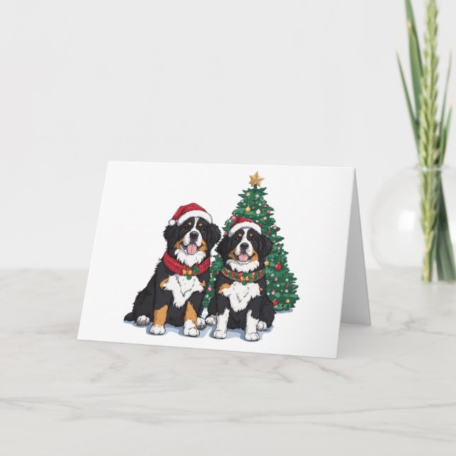 Thank You Christmas Bernese Mountain Dogs Dankeskarte (Vorderseite)