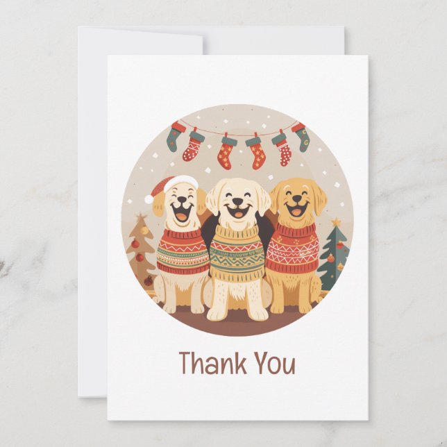 Thank You Christmas Labrador Retriever Dogs Dankeskarte (Vorderseite)