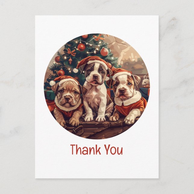 Thank You Christmas Pit Bull Puppy Dogs Postkarte (Vorderseite)
