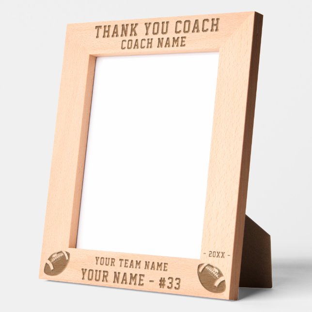 Thank you Coach Football Team Name Sports Geätzte Rahmen (Links)