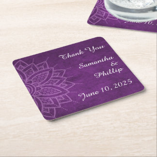 Thank you coaster wedding favor purple rechteckiger pappuntersetzer