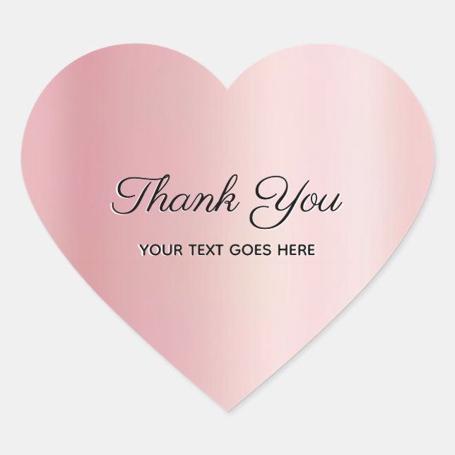 Thank You Custom Text Luxury Elegant Rose Gold Herz-Aufkleber (Vorderseite)