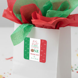 Thank You Cute Meatball First Birthday Party Quadratischer Aufkleber