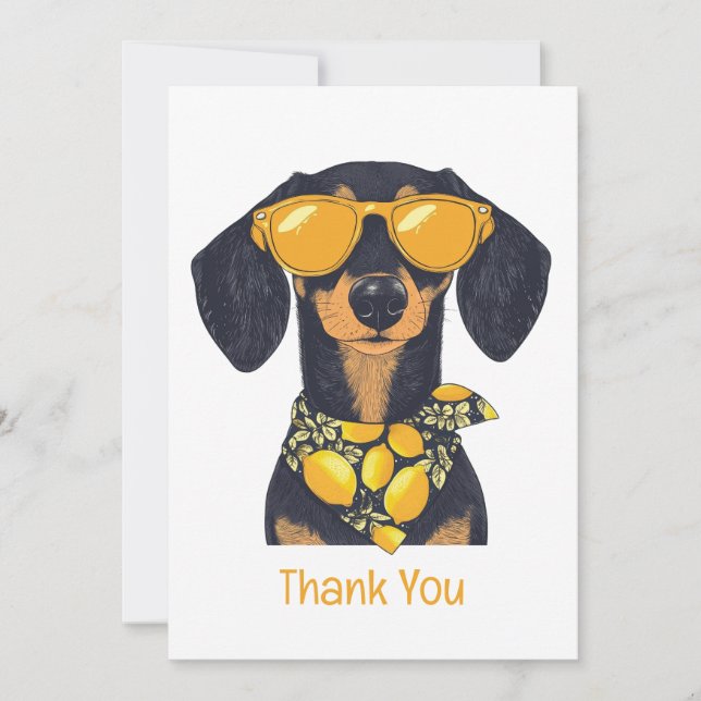 Thank You Dachshund Dog Sunglasses Lemons Dankeskarte (Vorderseite)