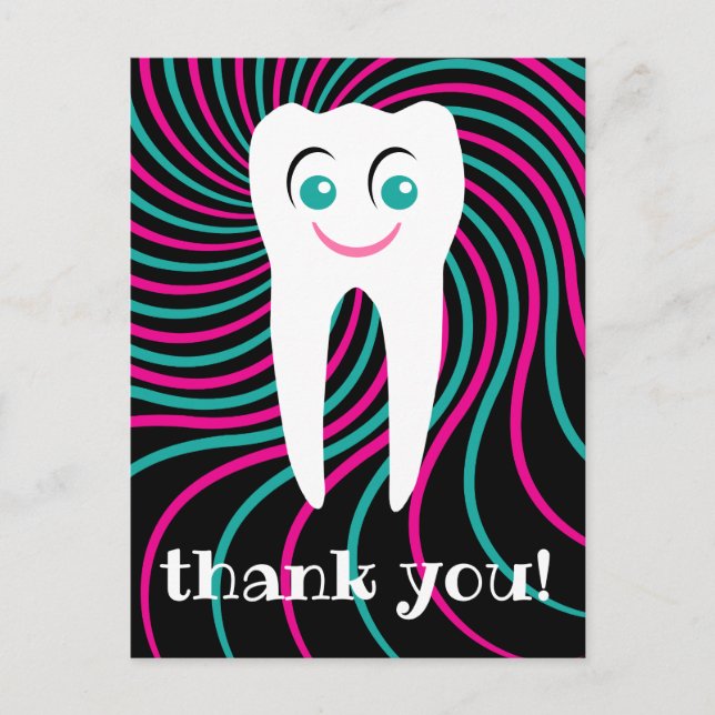 thank you dentist smiling tooth postcard postkarte (Vorderseite)
