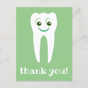 thank you dentist smiling tooth postcard postkarte