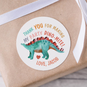Thank You Dino-Mite Watercolor Dinosaur  Runder Aufkleber