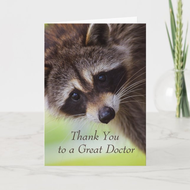 Thank You Doctor Cute Raccoon Animal Fun Dankeskarte (Vorderseite)