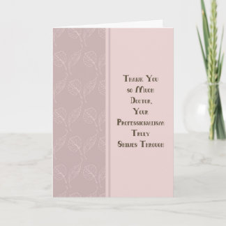 Thank You Doctor for Care of Illness Patient Card Karte