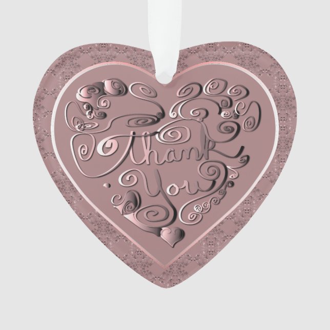 "Thank You" Dusty Rose Acrylic Ornament (Vorderseite)