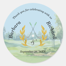 *Thank You Elegant Custom Golf Theme Wedding Runder Aufkleber