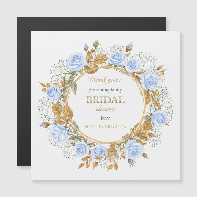 Thank you Elegant Dusty Blue Roses Baby’s Breathe Magnetkarte (Vorne/Hinten)