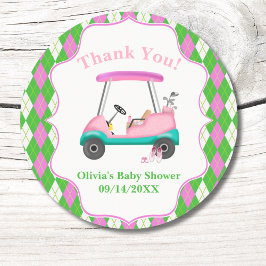 Thank You Elegant Golf Cart Ready For Baby Shower  Runder Aufkleber