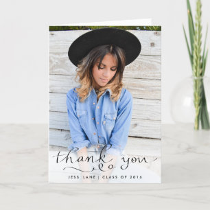 Thank You Elegant Handwritten Graduate Foto Dankeskarte