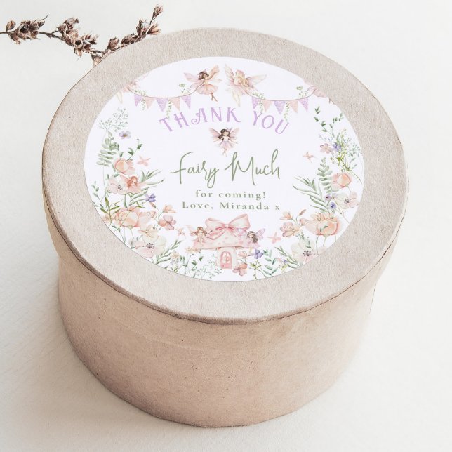 Thank you Fairy Much Fairy 1st Birthday Whimsical Runder Aufkleber (Von Creator hochgeladen)