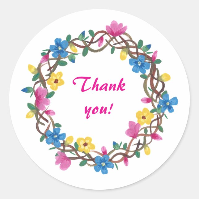 Thank you Floral Wreathe Stickers (Vorderseite)