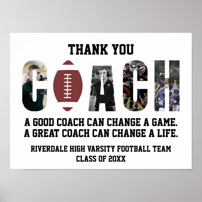 Thank You Football Coach Sports From The Team Cool Poster (Vorne)