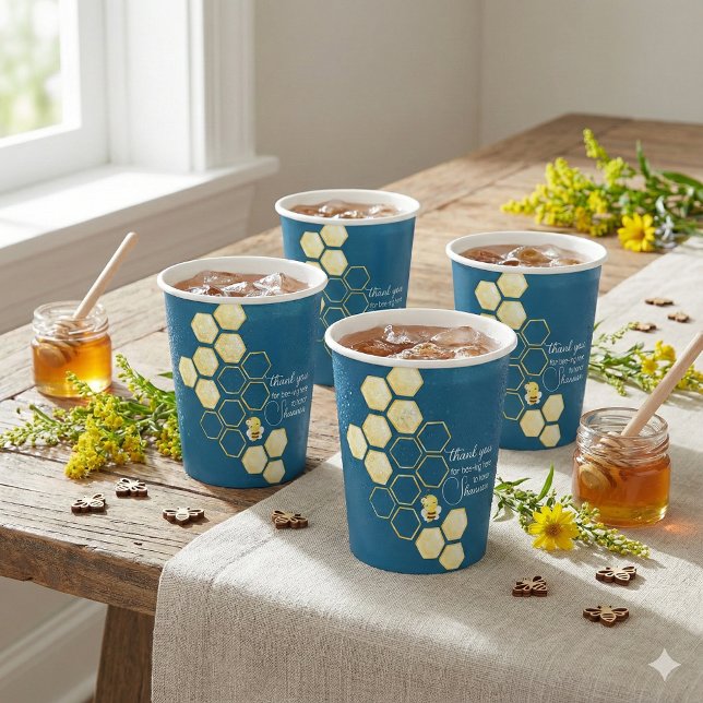 Thank You For Bee-ing Here Paper cup Pappbecher (Celebrate the special mommy to be with these cute, "Thank you for bee-ing here" personalized cups! )