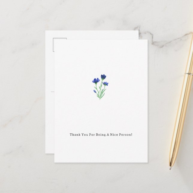 Thank You For Being A Nice Person Card Postkarte (Vorderseite/Rückseite Beispiel)