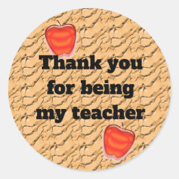 Thank You For Being My Teacher Apple Appreitation Runder Aufkleber